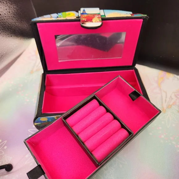Vintage Unique Colorful Travel Themed Jewelry Box